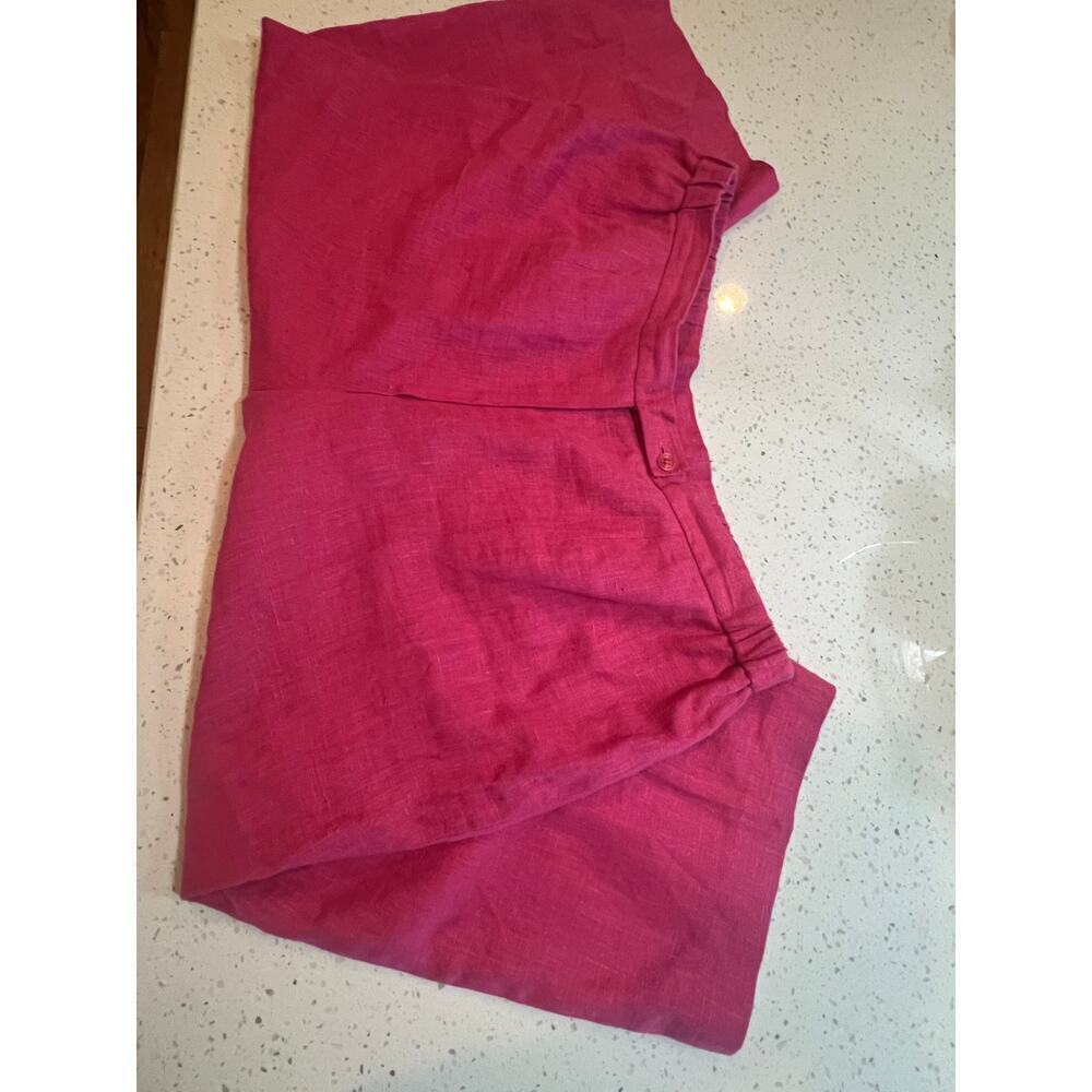 HARVE BENARD 100% LINEN PINK CAPRI ELASTIC WAIST PANTS WOMENS PLUS SIZE 22